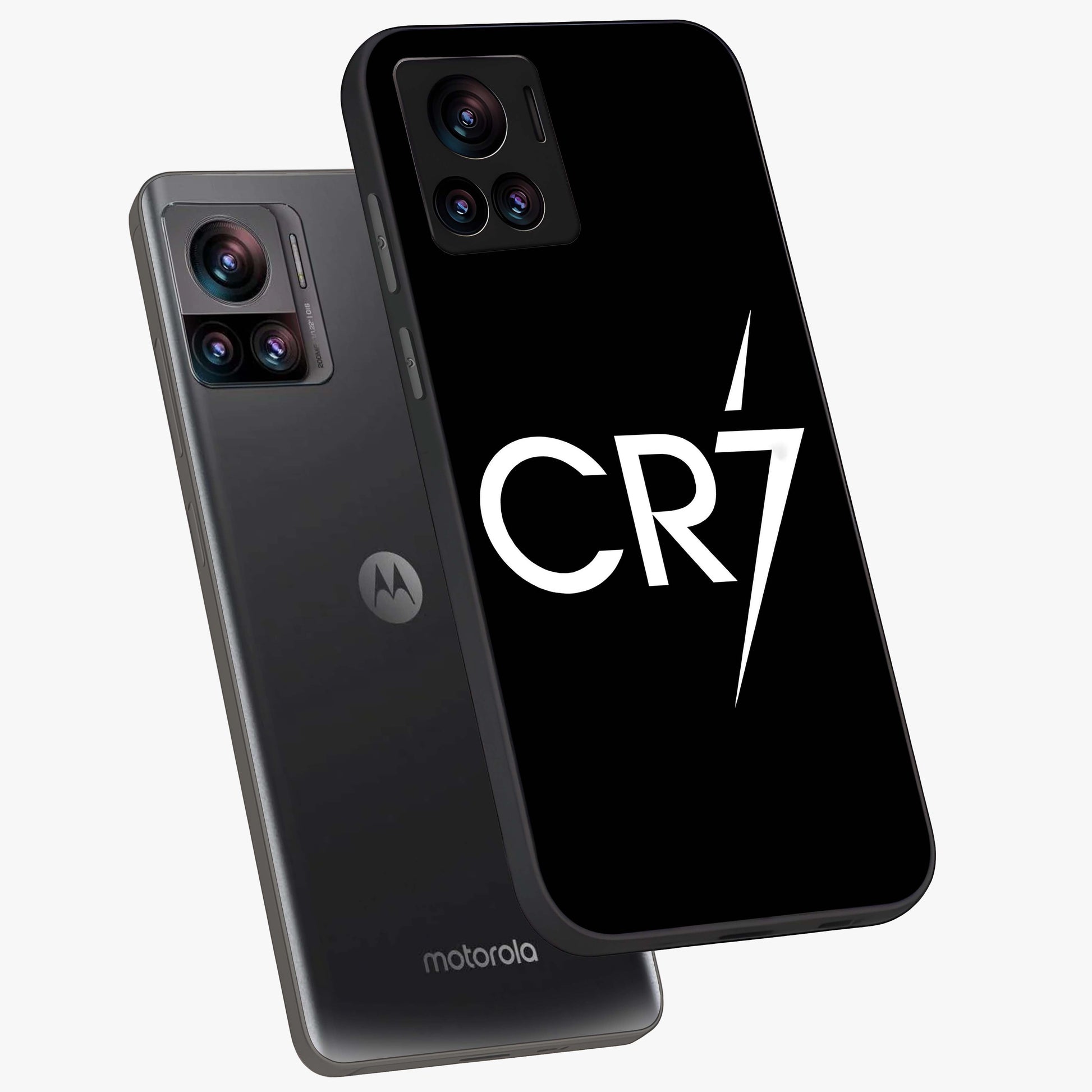 Cr7 Elite Strike Glass Case displayed in angled mockup highlighting powerful sports graphic with bold athletic theme.