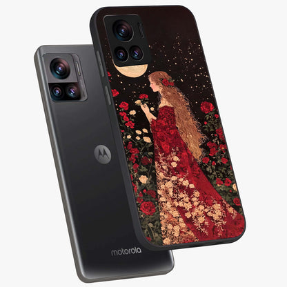 Crimson Dreams Glass Case displayed in angled mockup highlighting soft crimson aesthetic design with artistic theme.