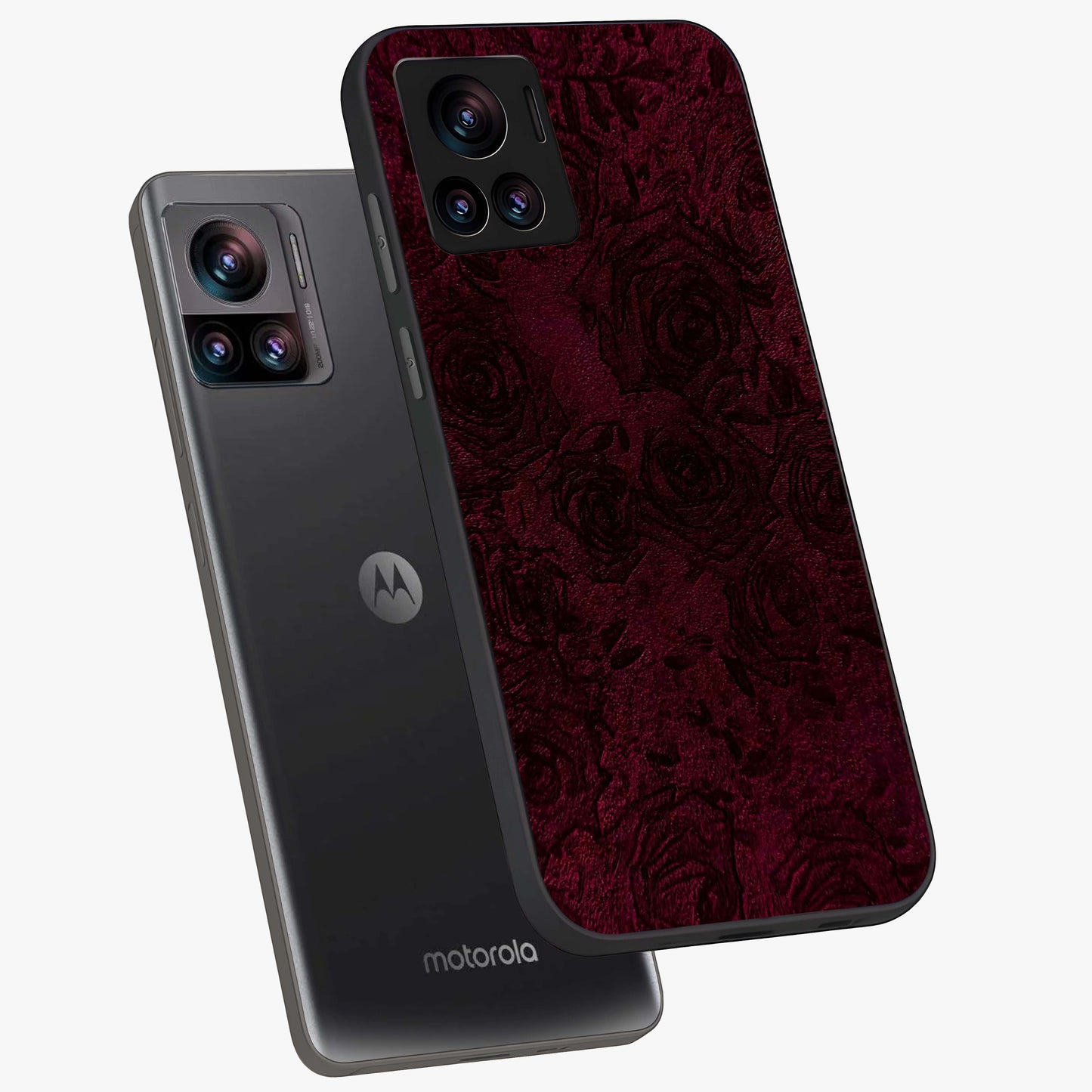 Crimson Fade Flow Glass Case displayed in angled mockup highlighting smooth gradient design with modern aesthetic style.