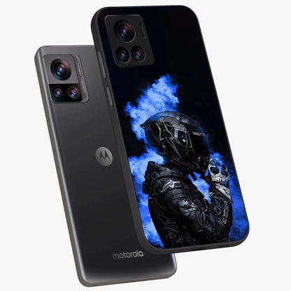 Cyber Sentinel Protocol Glass Case displayed in angled mockup highlighting digital cyber design with sci-fi aesthetic style.