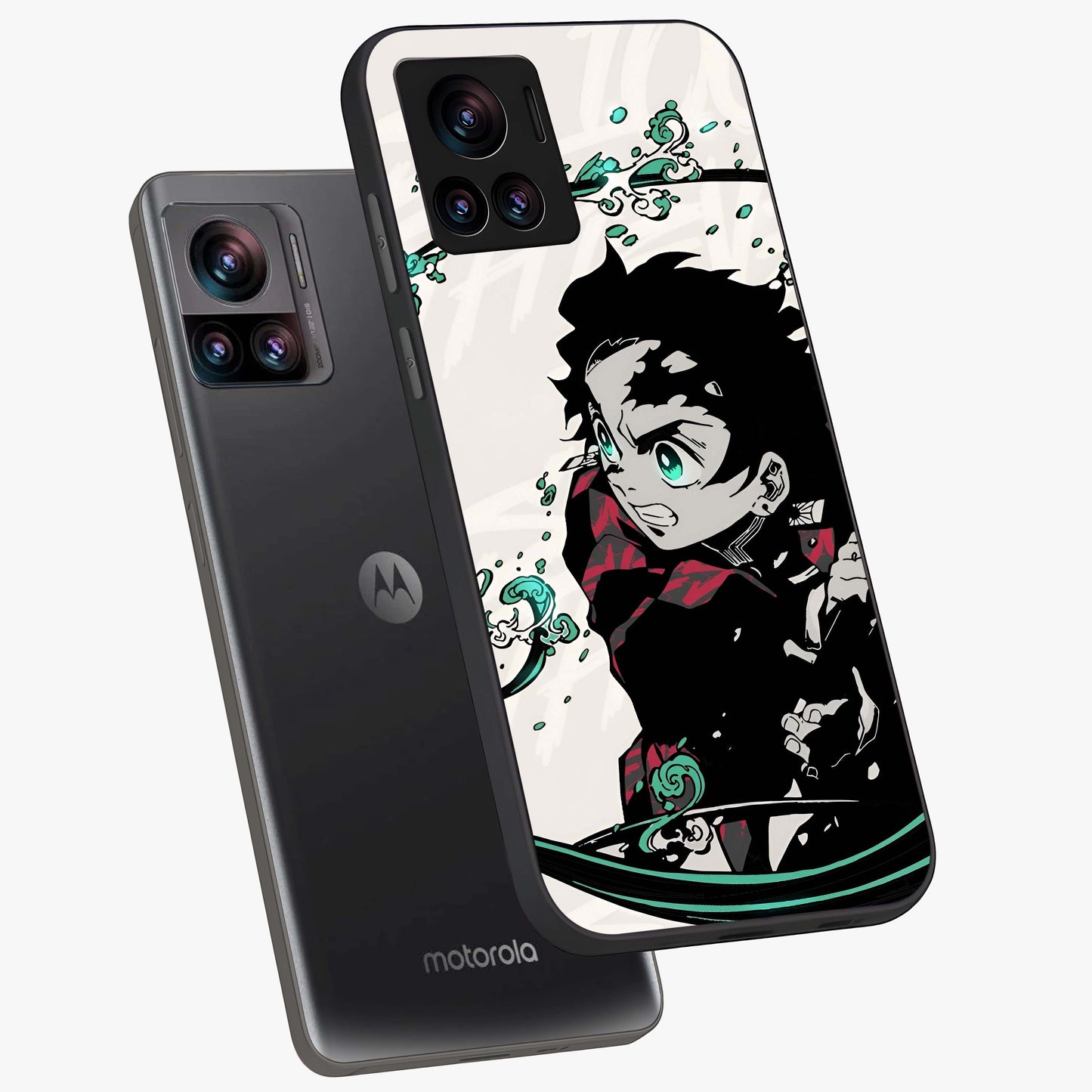 Demon Slayer Glass Case displayed in angled mockup highlighting dramatic anime character design with action aesthetic.