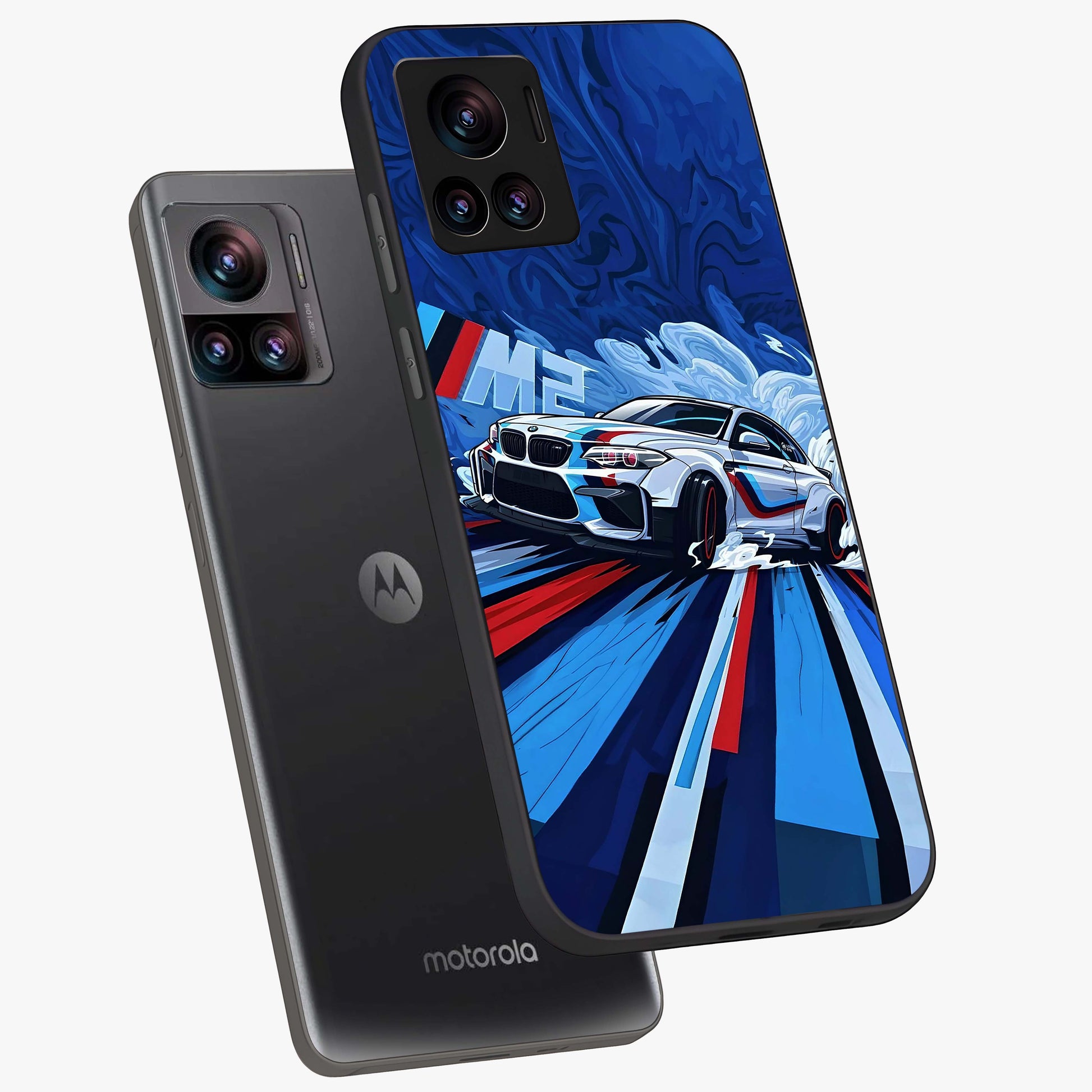 Drift Power Rush Glass Case displayed in angled mockup highlighting powerful drift car design with sporty aesthetic style.