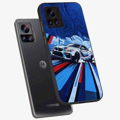 Drift Power Rush Glass Case displayed in angled mockup highlighting powerful drift car design with sporty aesthetic style.