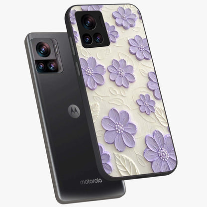 Floral Wall Art With Purple Flowers Glass Case displayed in angled mockup highlighting vibrant purple floral illustration with artistic aesthetic.