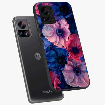 Flower Paper Art Pattern Glass Case displayed in angled mockup highlighting layered paper flower design with artistic aesthetic.