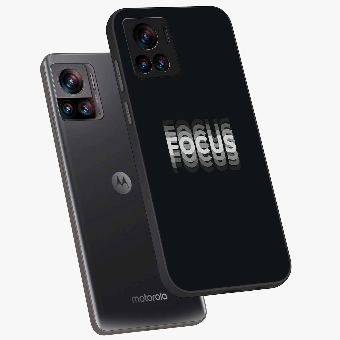 Focus Mode On Glass Case displayed in angled mockup highlighting clean minimal text artwork with modern aesthetic style.