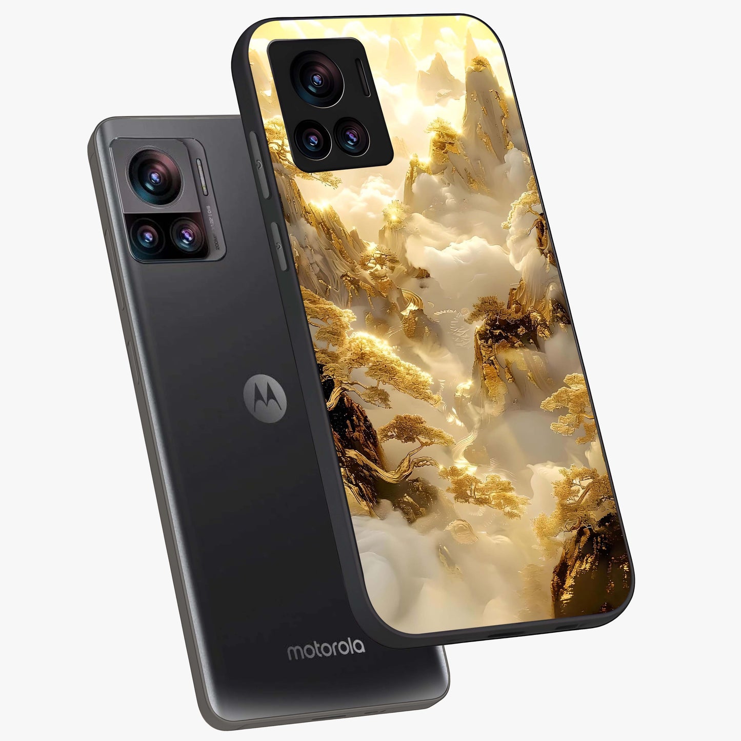 Gates Of Illumination Glass Case displayed in angled mockup highlighting radiant portal inspired design with fantasy aesthetic.