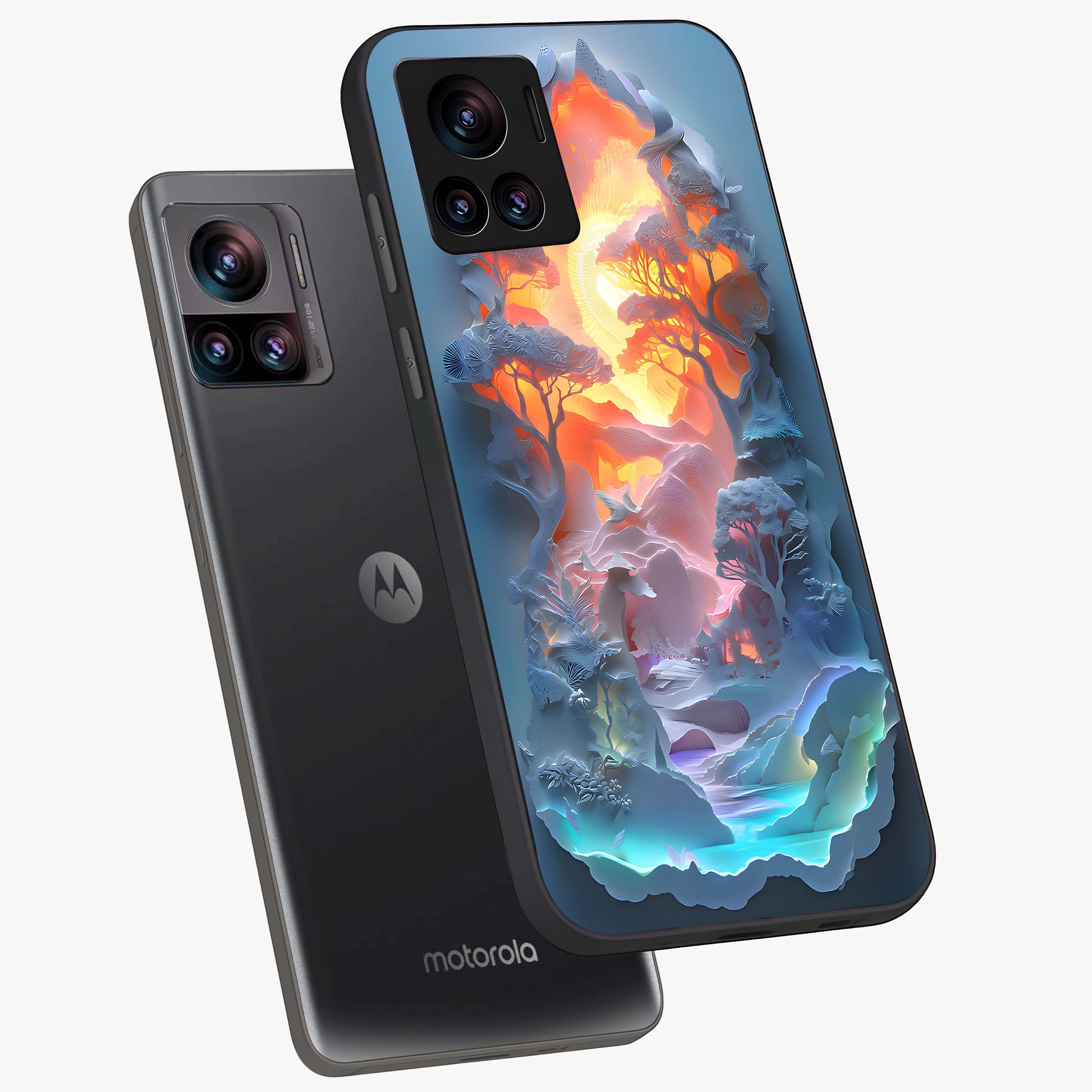 Glow Forest Portal Glass Case displayed in angled mockup highlighting mystical forest design with magical glowing aesthetic.