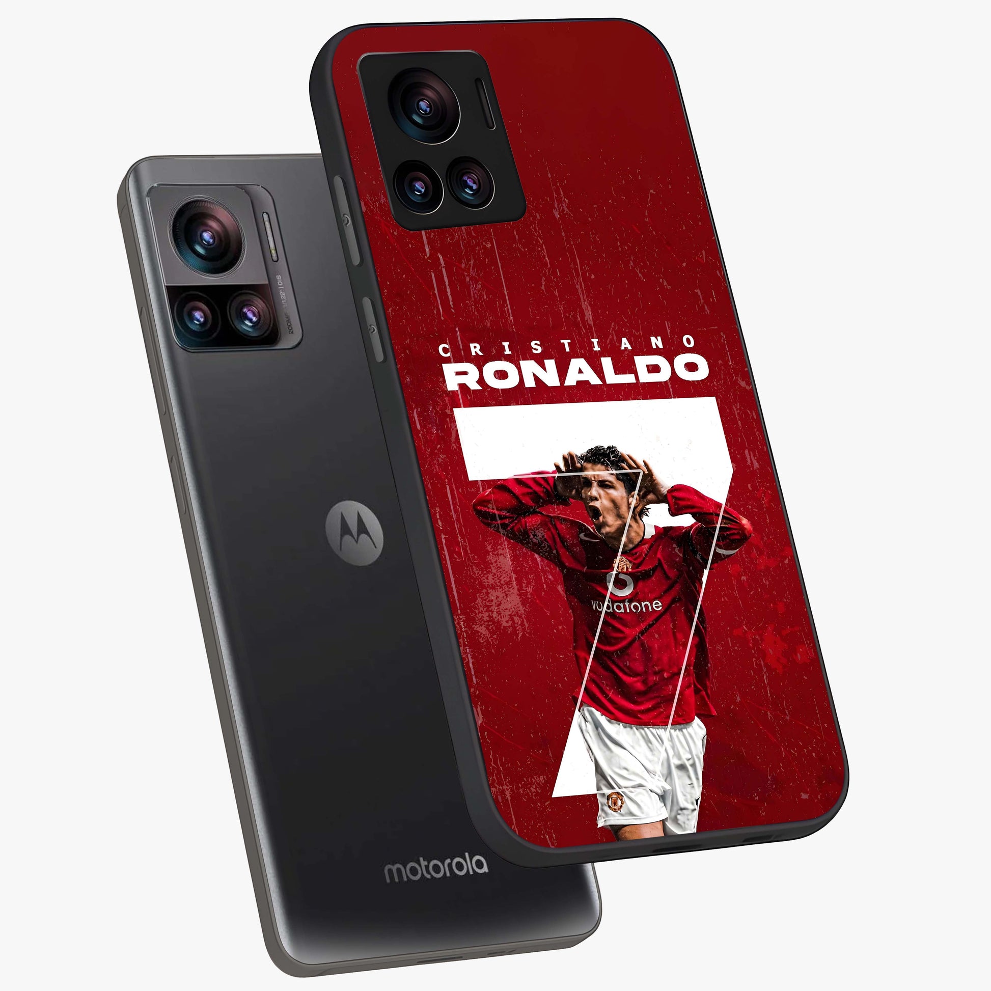 Goal Celebration Legacy Glass Case displayed in angled mockup highlighting energetic sports celebration design with bold athletic theme.