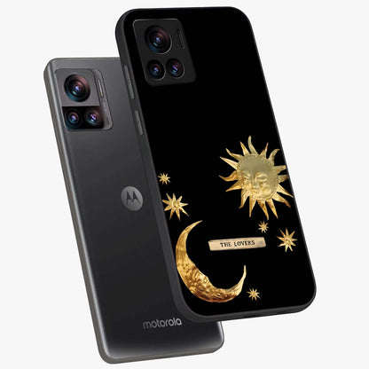 Gold Sun Blush Glass Case displayed in angled mockup highlighting radiant sun design with warm golden aesthetic.