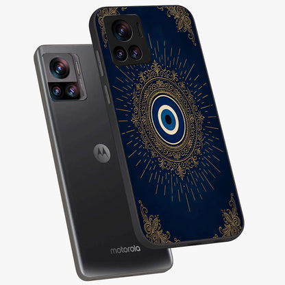 Golden Celestial Charm Glass Case displayed in angled mockup highlighting sparkling cosmic charm design with celestial aesthetic.