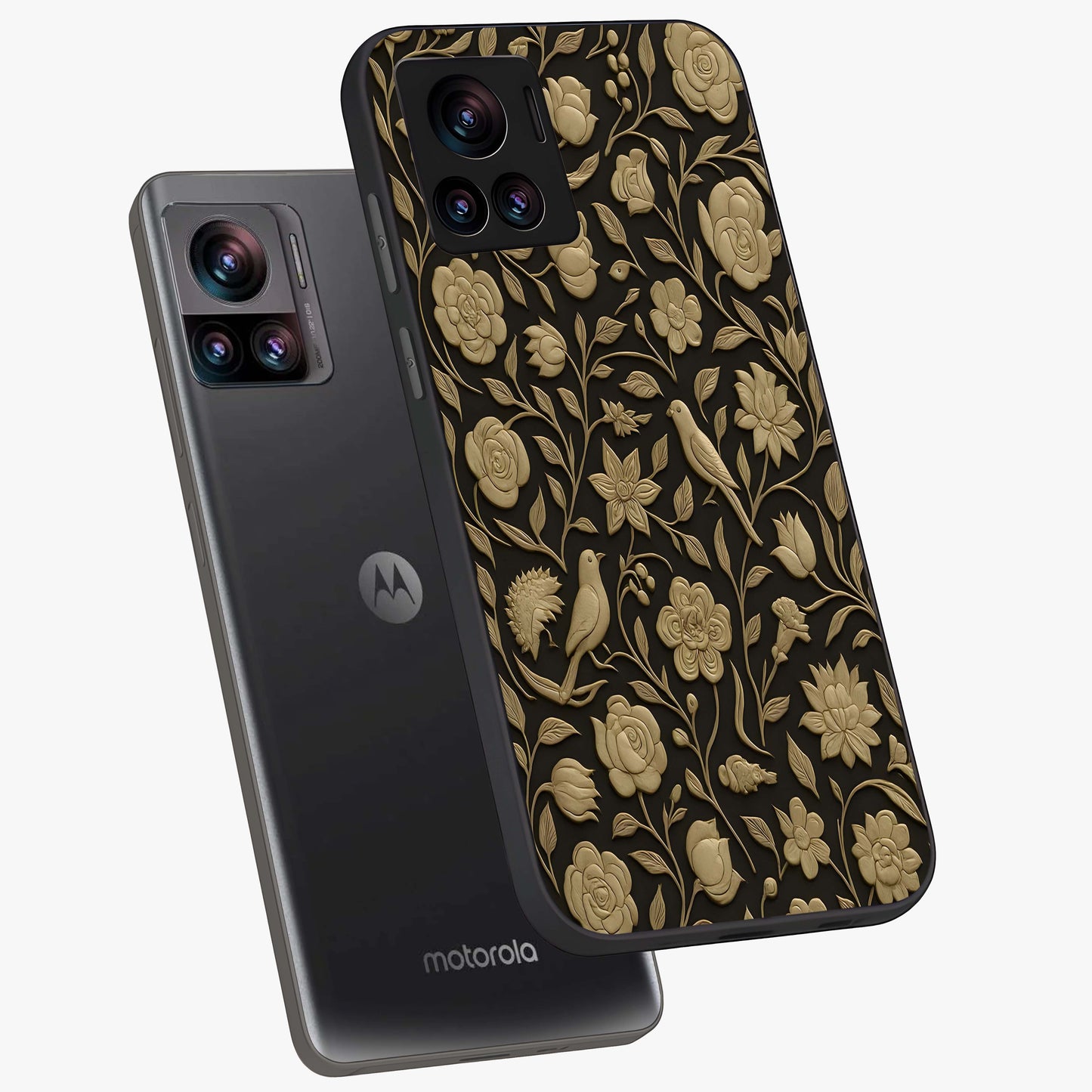 Golden Evil Eye Mandala Glass Case displayed in angled mockup highlighting protective evil eye symbol with golden mandala design.