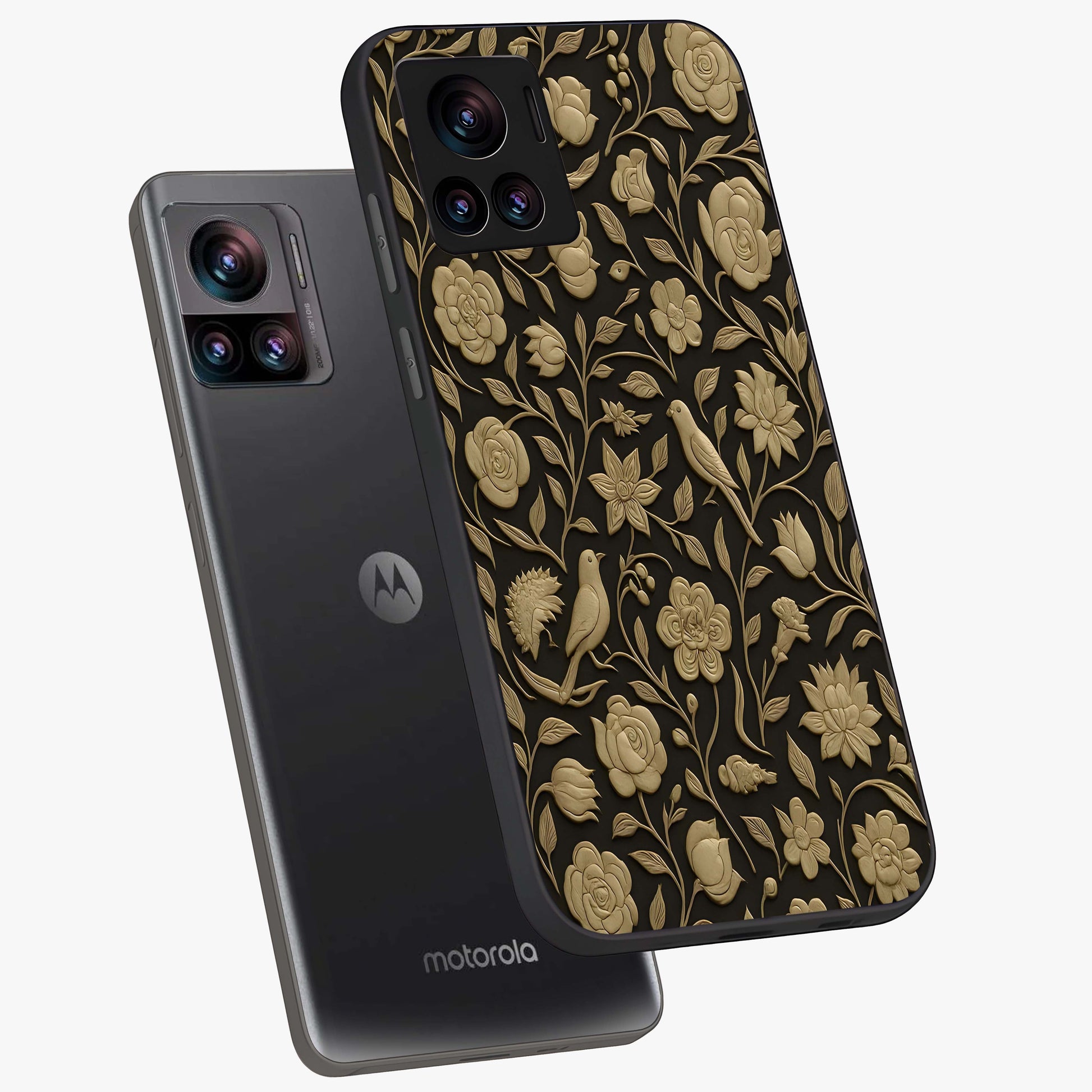 Golden Evil Eye Mandala Glass Case displayed in angled mockup highlighting protective evil eye symbol with golden mandala design.