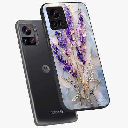 Lavender Dream Glow Glass Case displayed in angled mockup highlighting dreamy purple glow design with soft artistic style.