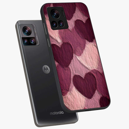 Layered Paper Hearts Glass Case displayed in angled mockup highlighting creative paper craft heart design with romantic aesthetic.