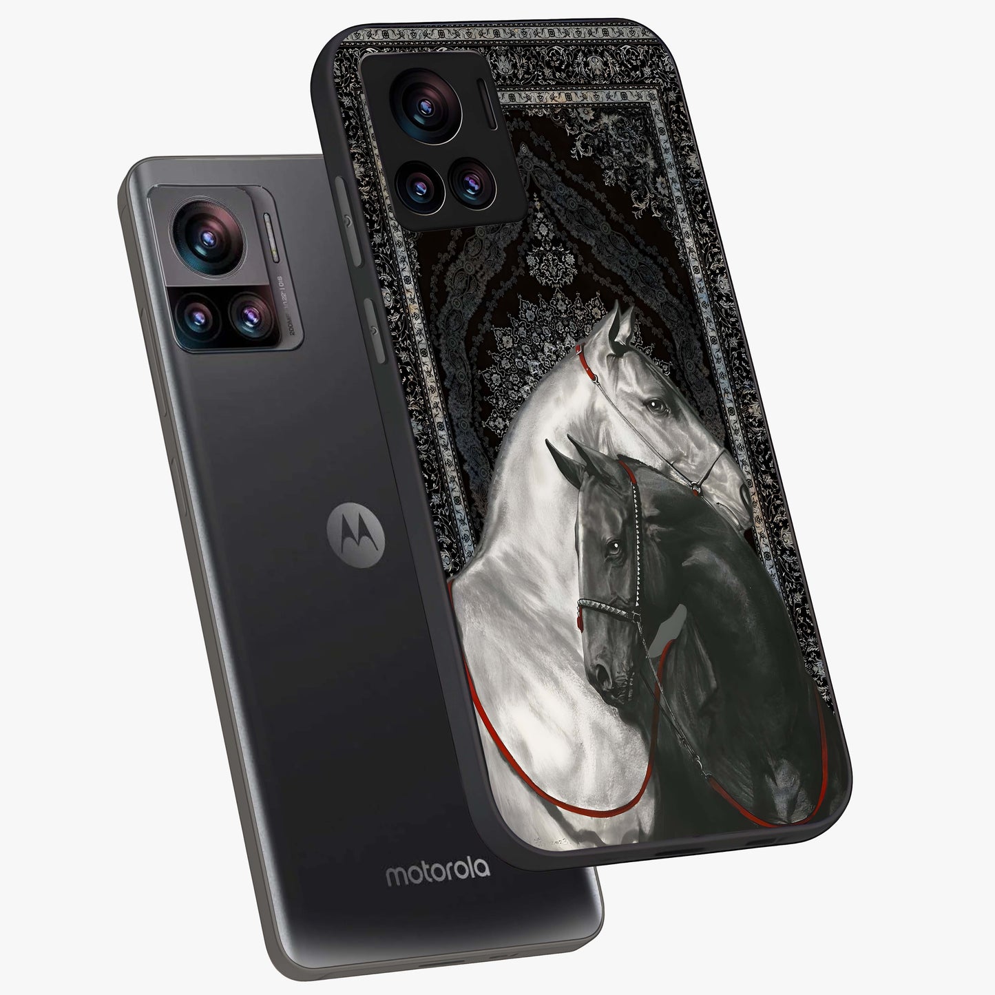 Majestic Ride Legacy Glass Case displayed in angled mockup highlighting sleek vehicle design with bold racing aesthetic.