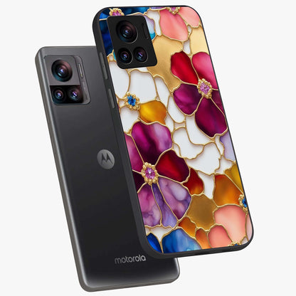 Marble Flower Pattern Glass Case displayed in angled mockup highlighting elegant marble floral design with modern aesthetic.