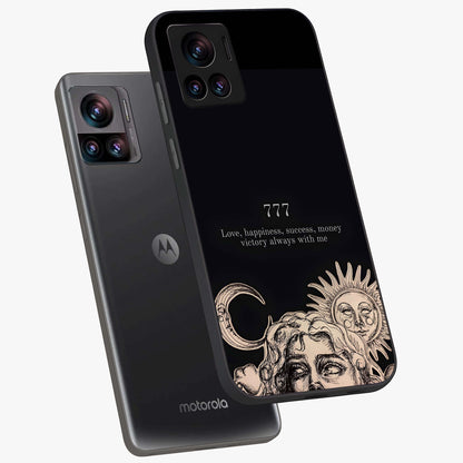 Mystic Victory Aura Glass Case displayed in angled mockup highlighting energetic aura design with bold mystical aesthetic.