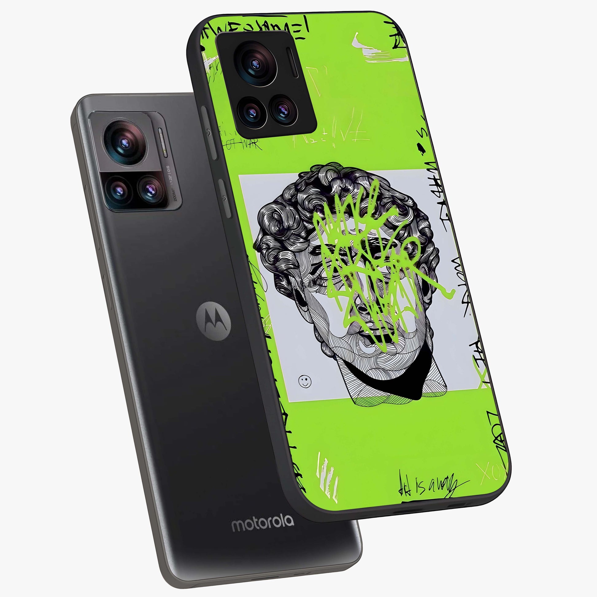 Neo Graffiti Rebellion Glass Case displayed in angled mockup highlighting urban street art design with rebellious aesthetic.