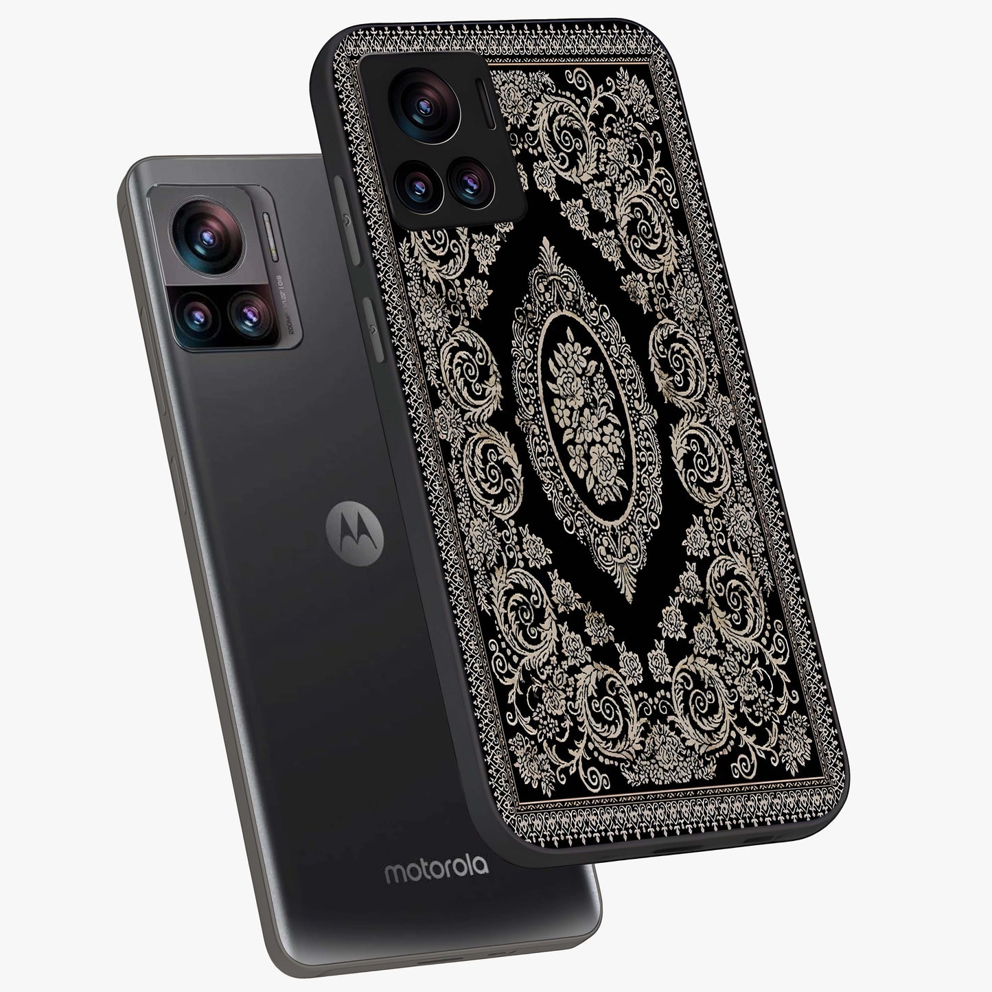 Noir Bloom Elegance Glass Case displayed in angled mockup highlighting refined flower design with stylish noir aesthetic.