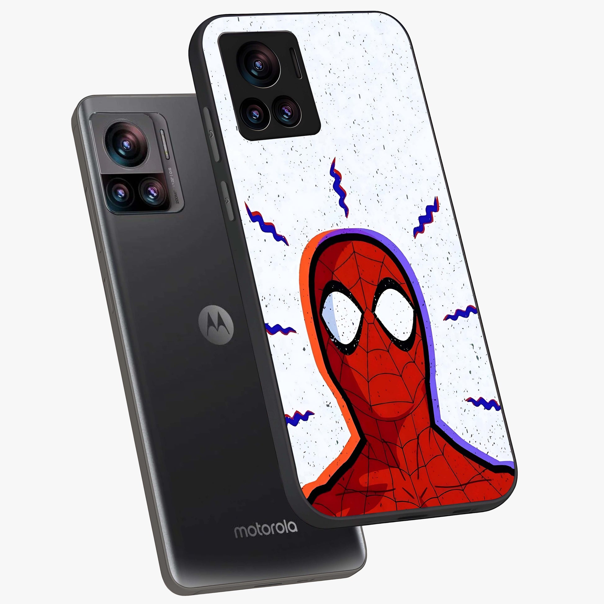 Omg Spiderman Glass Case displayed in angled mockup highlighting dynamic hero illustration with action comic aesthetic.