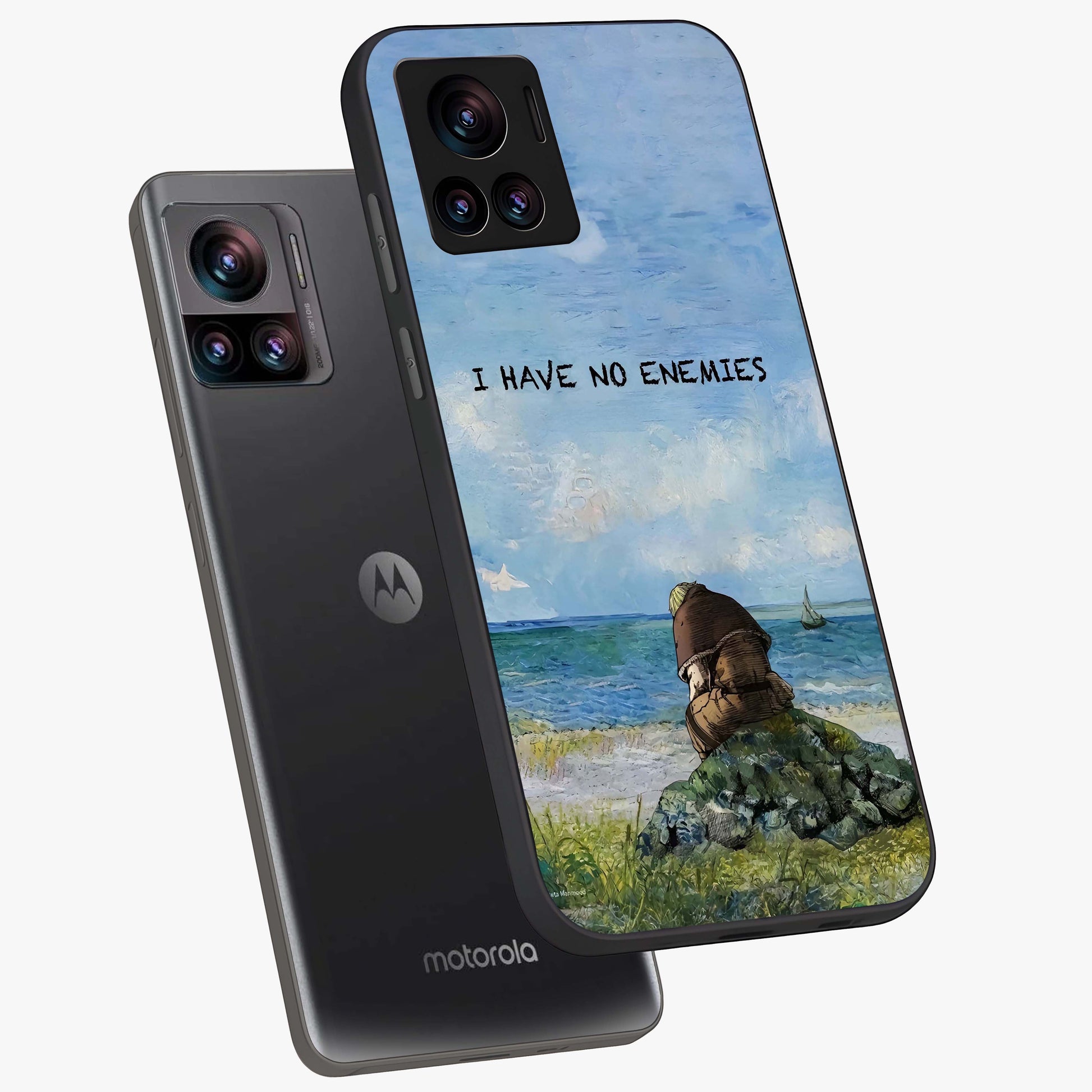 Peace Beyond War Glass Case displayed in angled mockup highlighting meaningful message design with artistic aesthetic style.