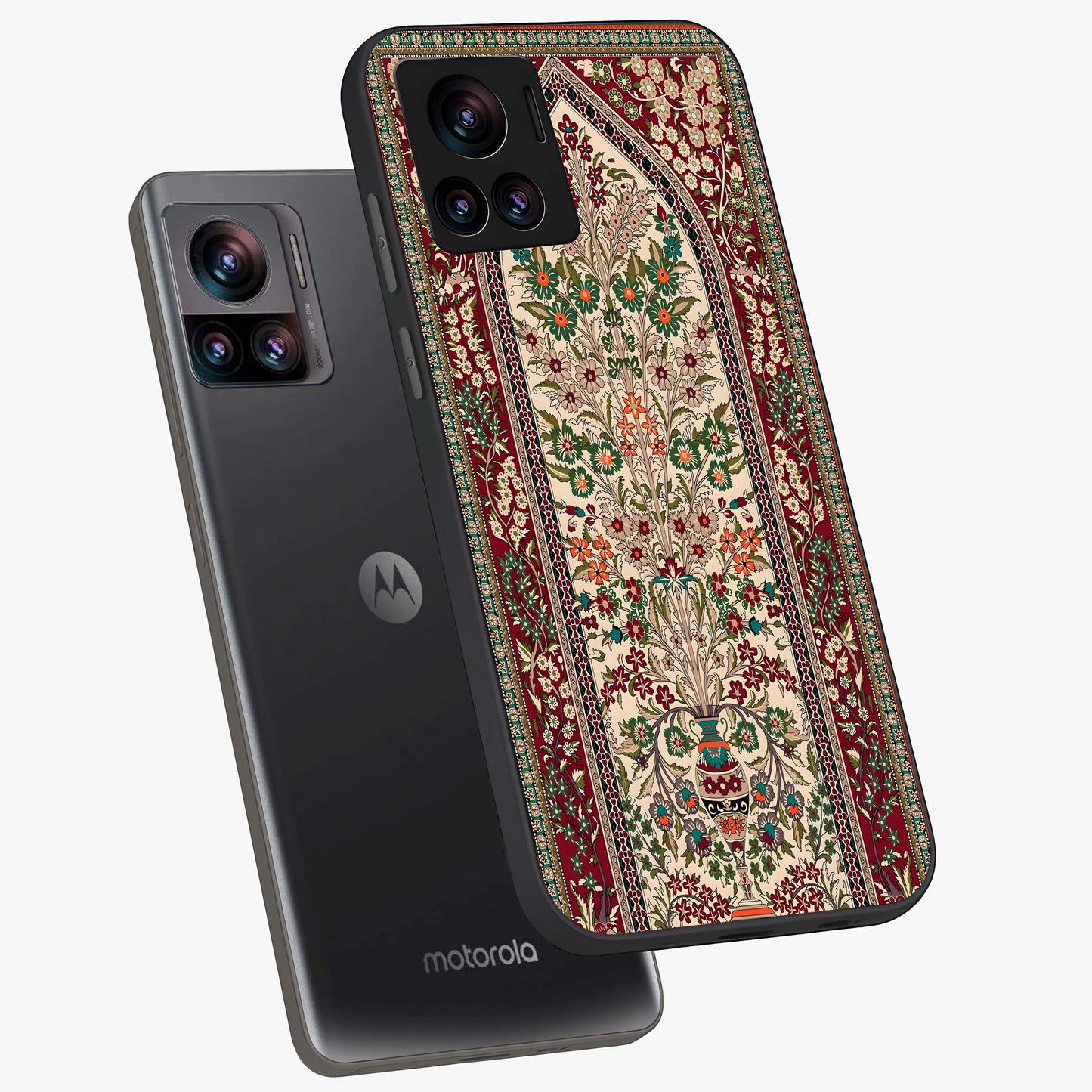 Persian Inspired Glass Case displayed in angled mockup highlighting intricate traditional design with elegant cultural aesthetic.