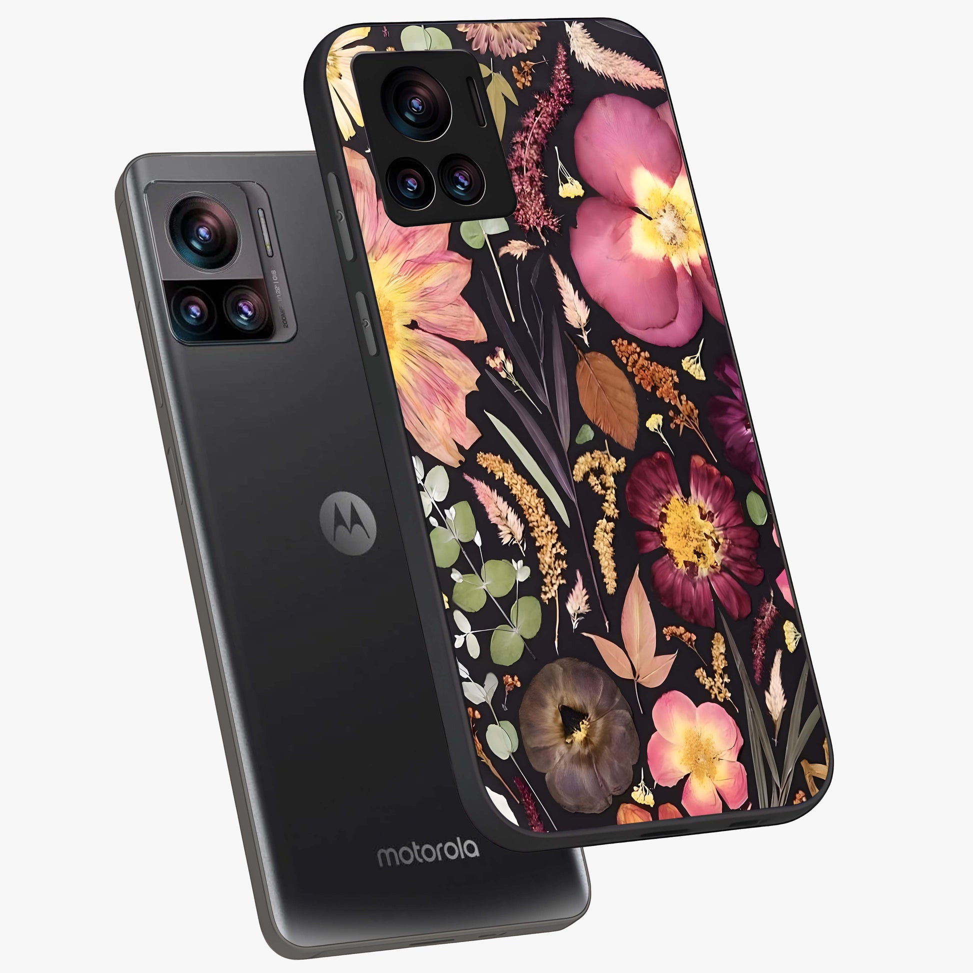 Petal Dream Tapestry Glass Case displayed in angled mockup highlighting decorative petal pattern with elegant botanical aesthetic.