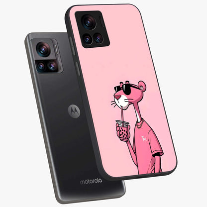 Pink Panther Glass Case displayed in angled mockup highlighting playful cartoon character design with vibrant pink aesthetic.