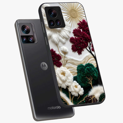 Radiant Bloom Elegance Glass Case displayed in angled mockup highlighting graceful floral design with radiant aesthetic style.