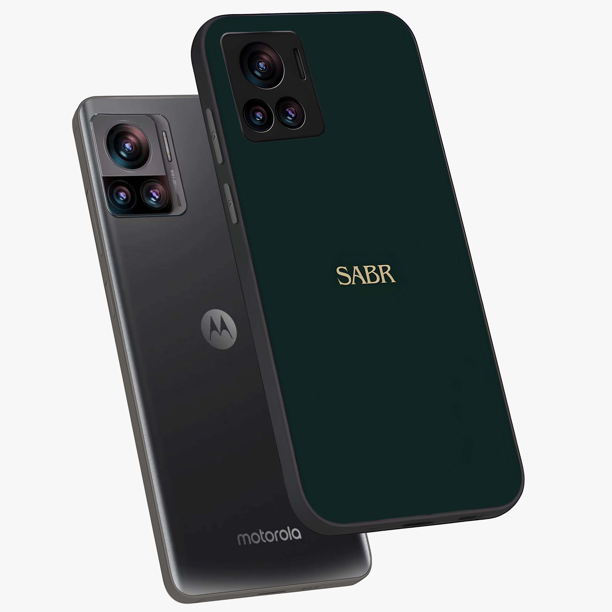 Sabr Minimal Patience Glass Case displayed in angled mockup highlighting simple inspirational design with clean aesthetic style.