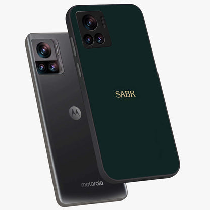 Sabr Minimal Patience Glass Case displayed in angled mockup highlighting simple inspirational design with clean aesthetic style.