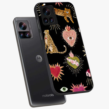 Sacred Jungle Heart Glass Case displayed in angled mockup highlighting lush tropical design with natural aesthetic style.