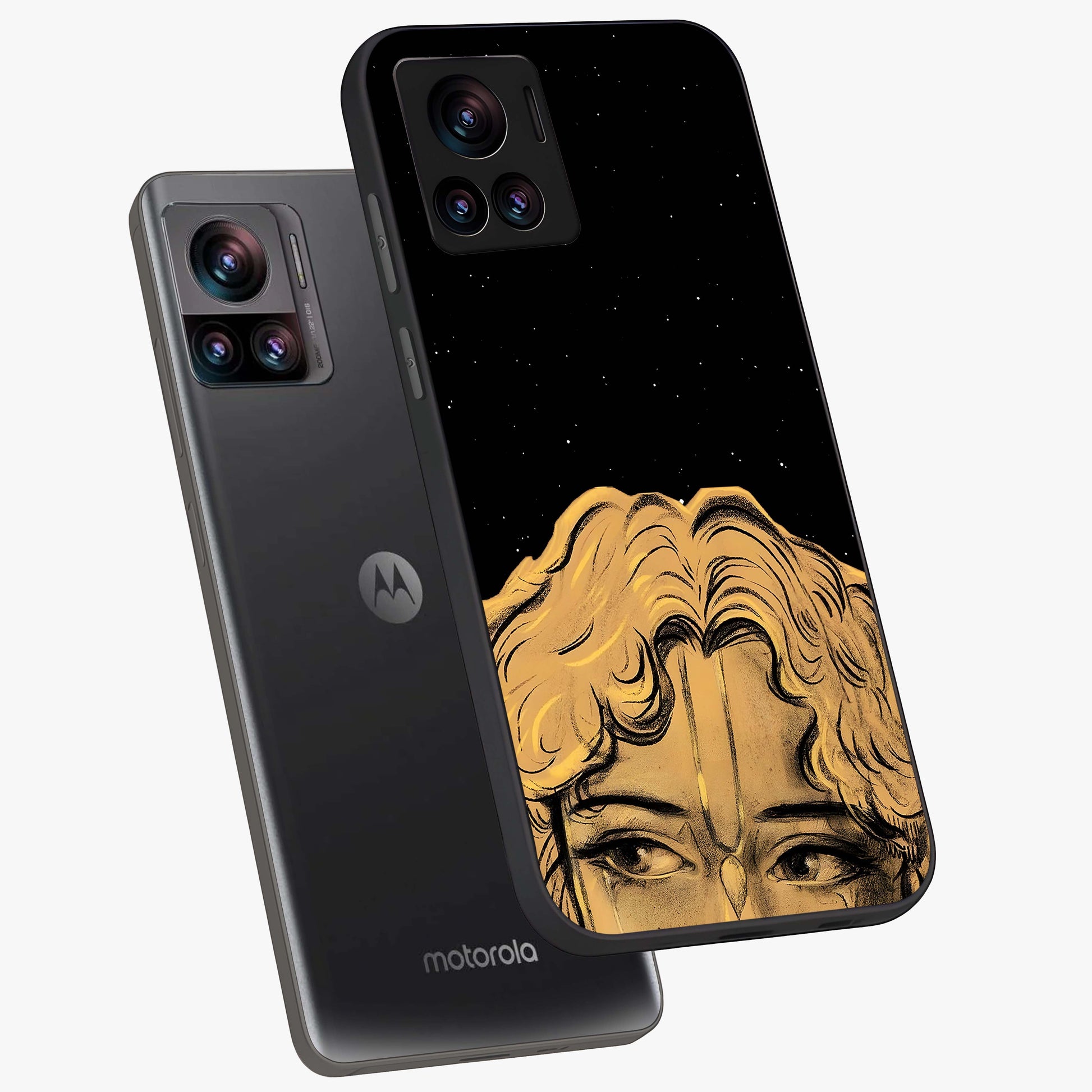 Shri Krishna Art Glass Case displayed in angled mockup highlighting spiritual Krishna illustration with divine aesthetic.