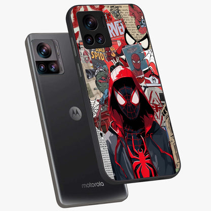 Spider Collage Street Glass Case displayed in angled mockup highlighting dynamic street style collage design with comic aesthetic.