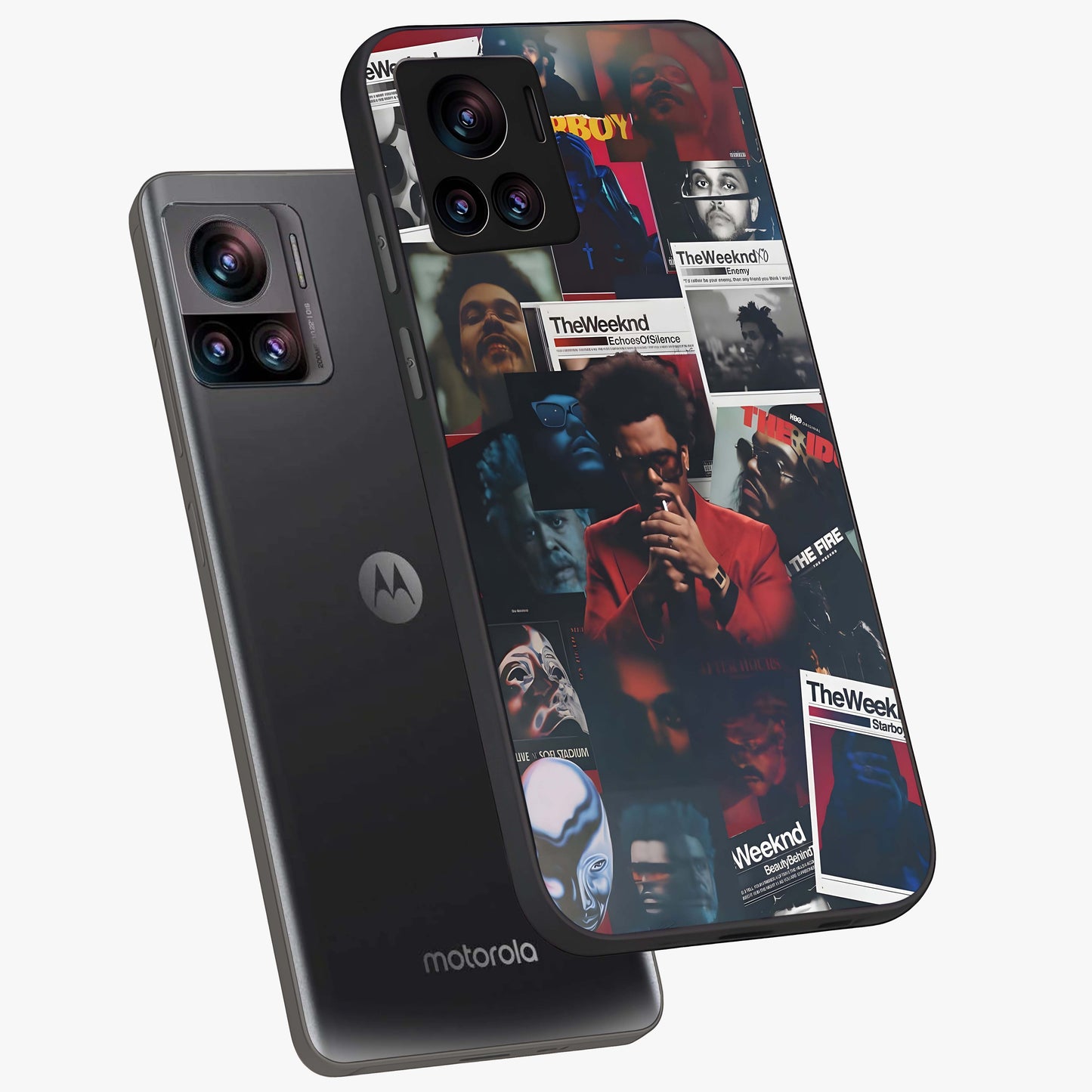 The Weeknd Glass Case displayed in angled mockup highlighting stylish pop culture inspired design with modern aesthetic.