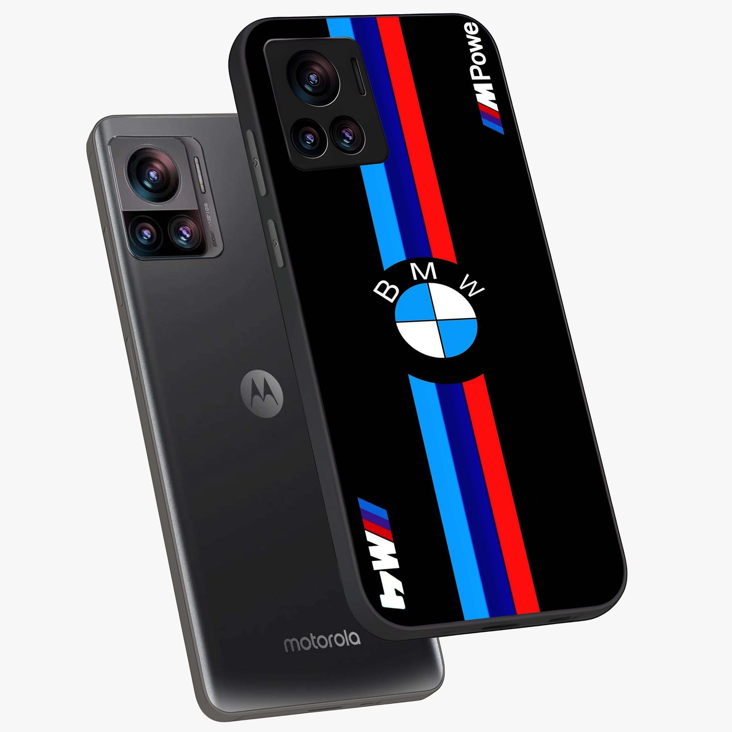 Turbo BMW Beast Glass Case displayed in angled mockup highlighting sleek racing car design with bold automotive aesthetic.