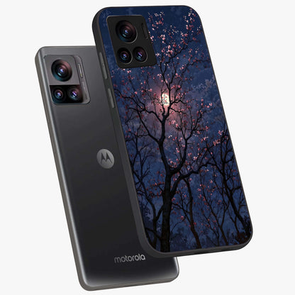 Twilight Sakura Serenade Glass Case displayed in angled mockup highlighting delicate sakura flower design with dreamy aesthetic.