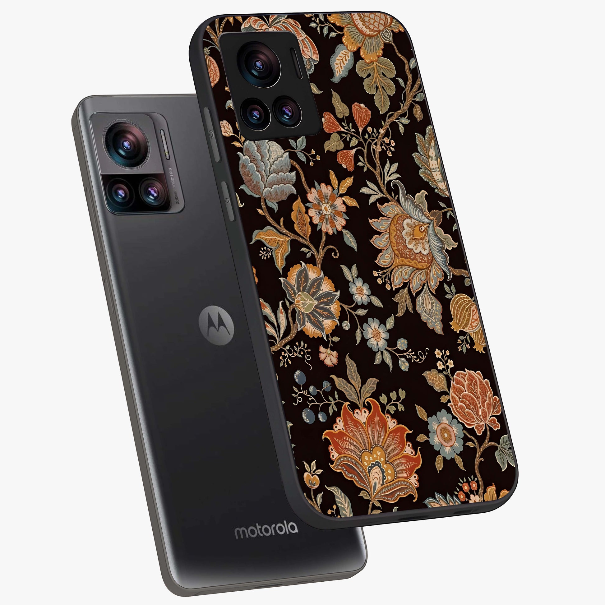 Vintage Floral Dream Glass Case displayed in angled mockup highlighting elegant vintage flower design with soft aesthetic style.