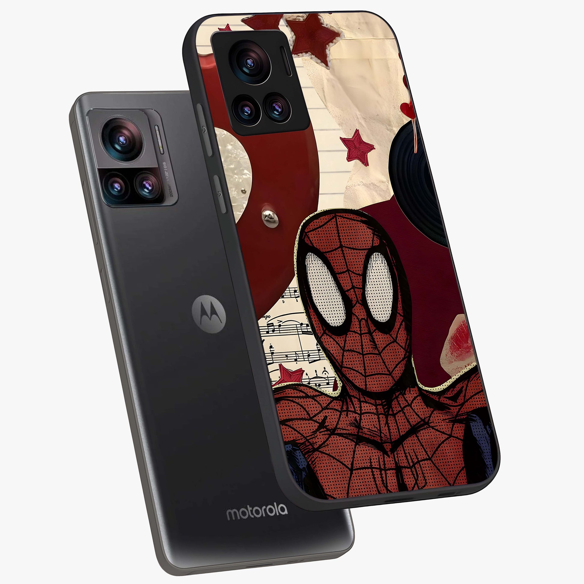 Web Warrior Vibes Glass Case displayed in angled mockup highlighting dynamic web design with comic style aesthetic.