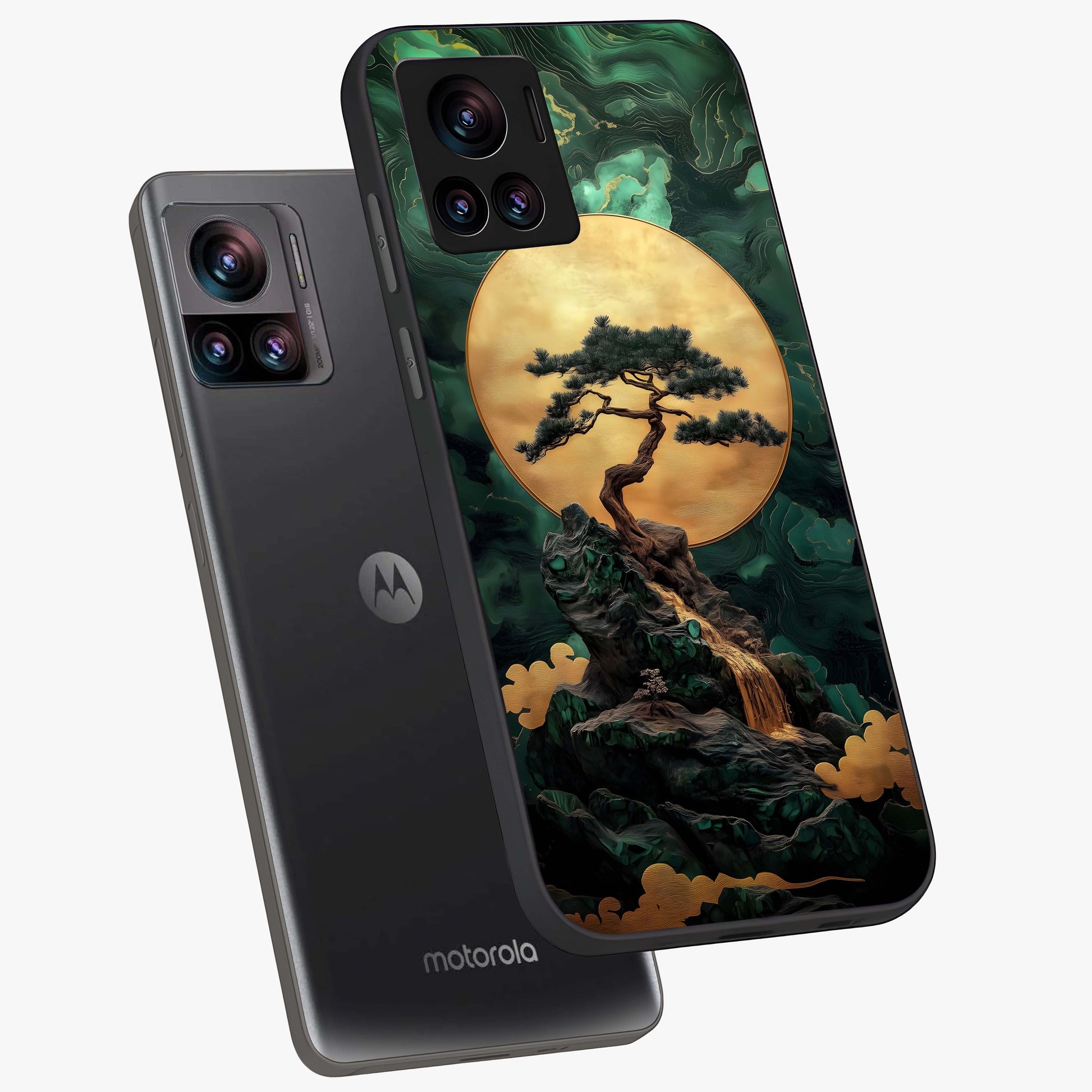 Zen Moon Rise Glass Case displayed in angled mockup highlighting peaceful lunar design with zen aesthetic style.