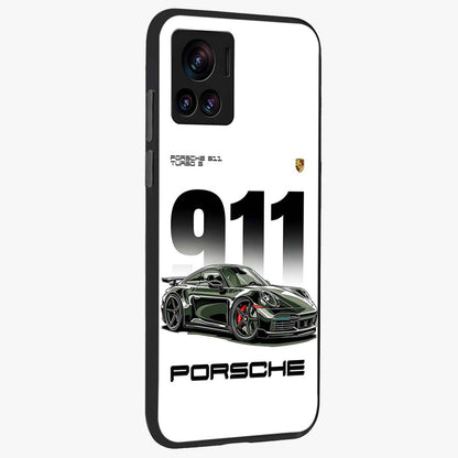 911 Turbo Dominance Glass Case upright perspective showcasing powerful racing design and modern automotive aesthetic.