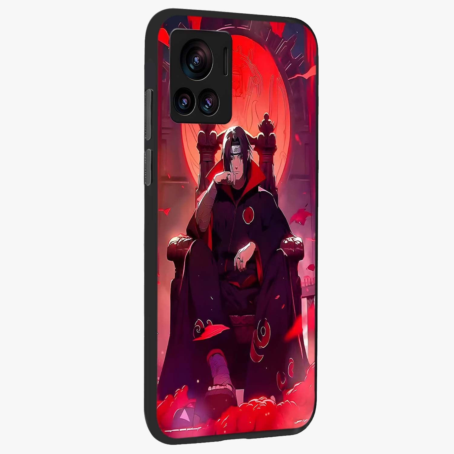 Blood Moon Sovereign Glass Case upright view showcasing powerful moon inspired artwork with cosmic aesthetic style.