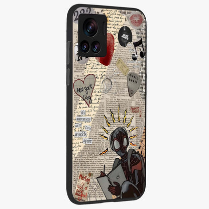 City Dream Sketch Glass Case upright view showcasing urban skyline artwork with stylish hand drawn design.