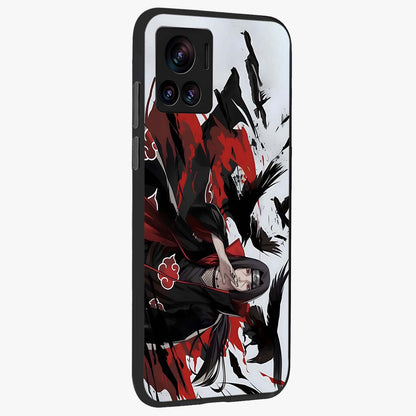 Crimson Crow Illusion Glass Case upright view showcasing striking crow illusion artwork with intense crimson theme.