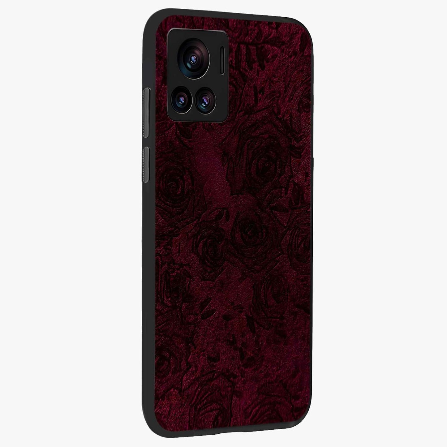 Crimson Fade Flow Glass Case upright view showcasing dynamic crimson flow artwork with stylish abstract theme.