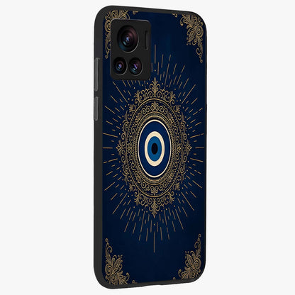 Golden Celestial Charm Glass Case upright view showcasing radiant celestial artwork with elegant golden theme.
