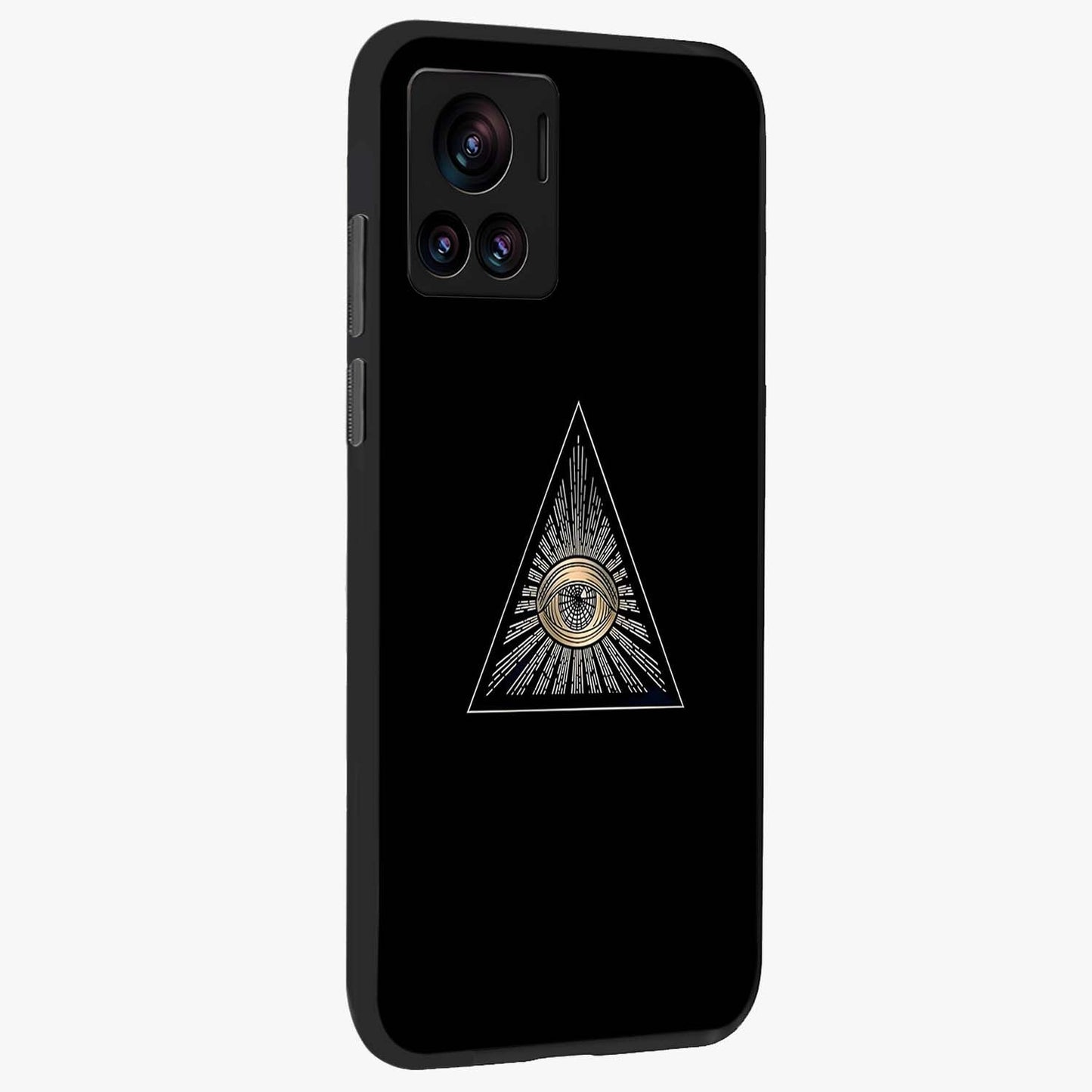 Illuminati Evil Glass Case upright view showcasing striking illuminati artwork with mysterious symbolic theme.