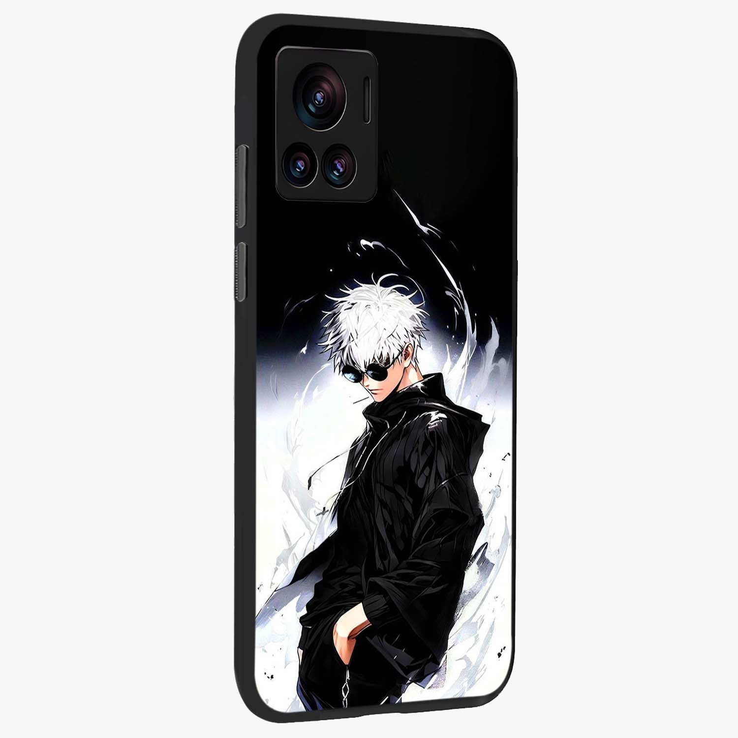 Limitless Shadow King Glass Case upright view showcasing bold shadow warrior artwork with epic fantasy theme.