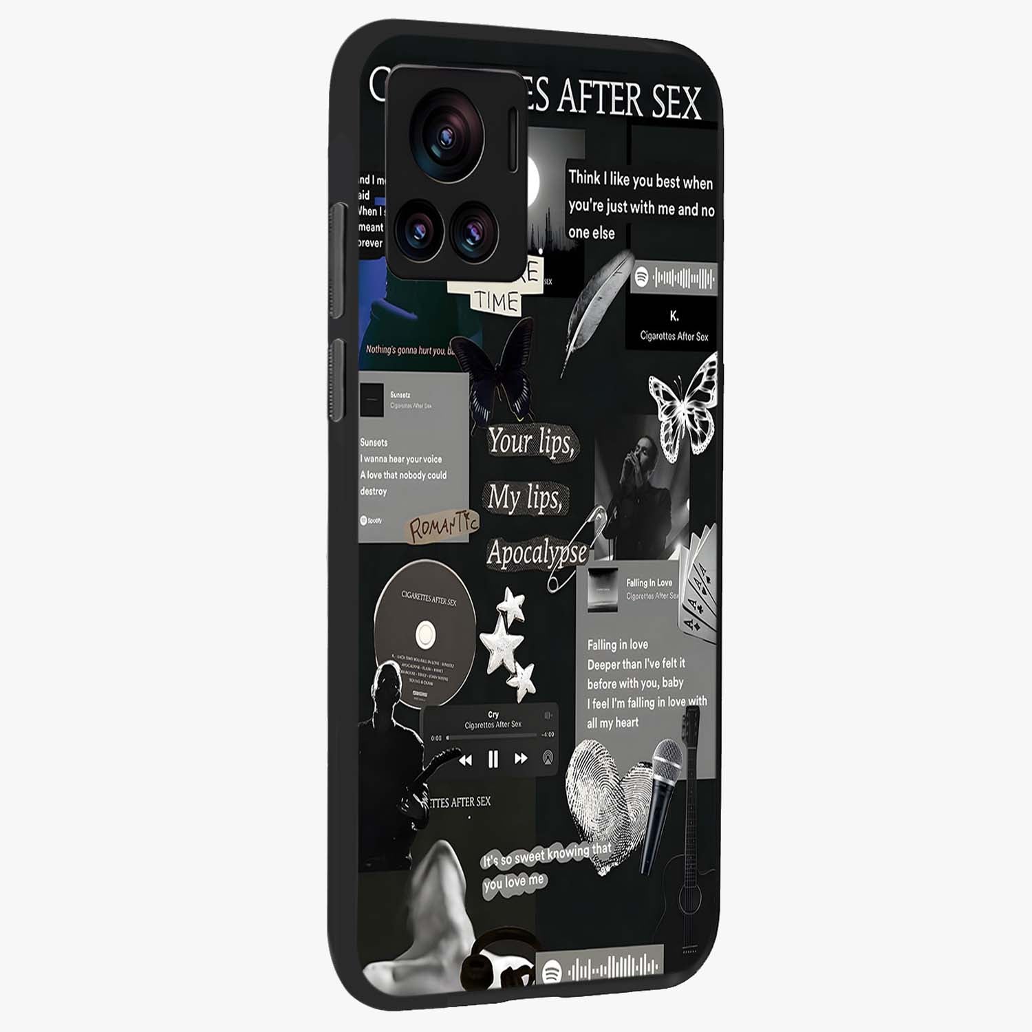 Midnight Love Echo Glass Case upright view showcasing expressive romantic artwork with dreamy midnight theme.